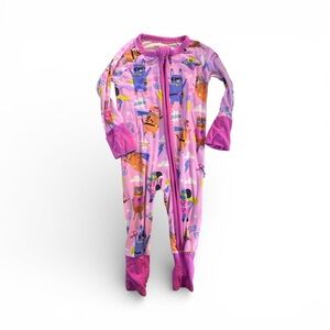 Little Sleepies Pink and Purple Kids One Piece with Fun Print